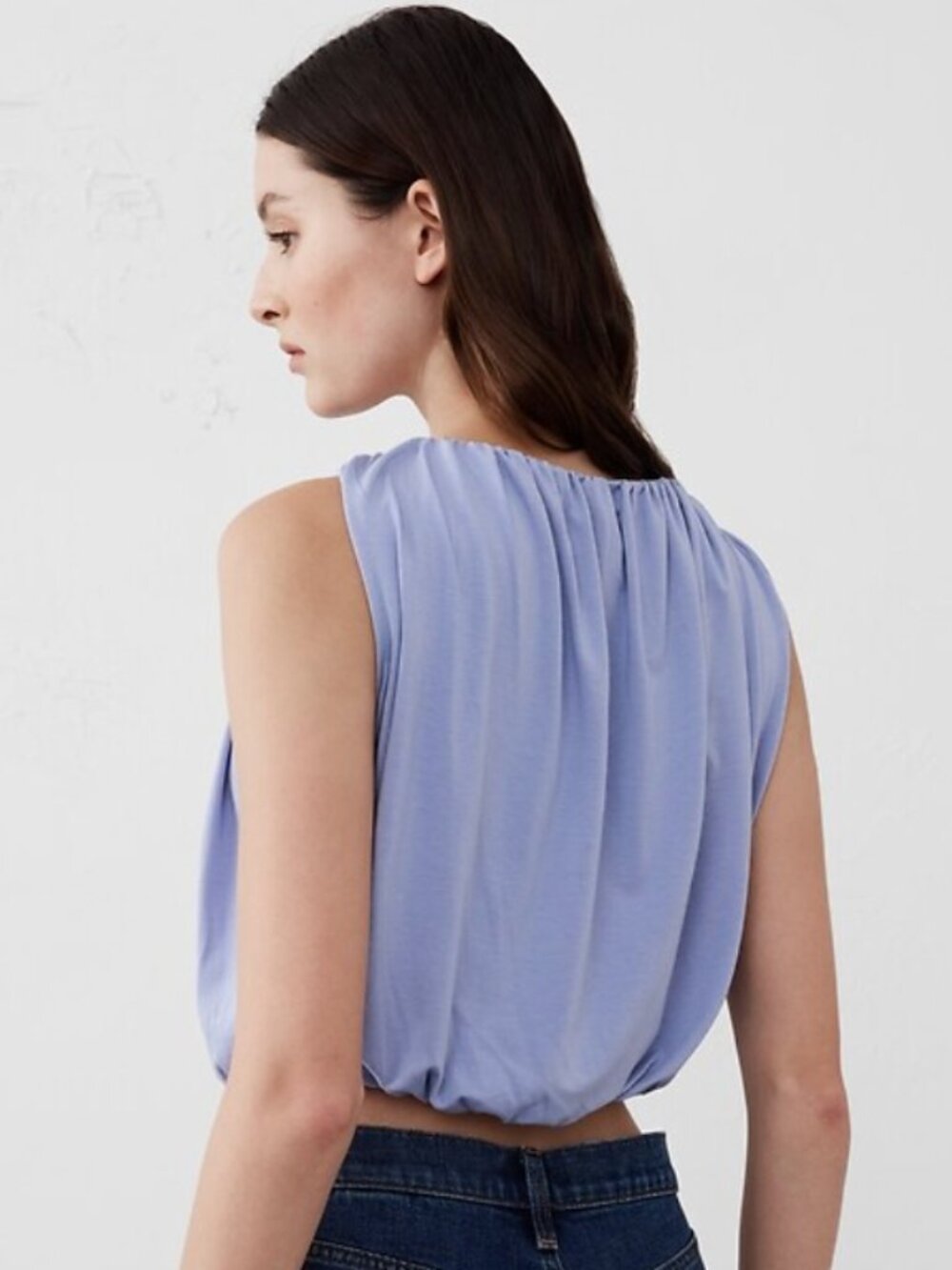 NWT Banana Republic Drapey Shirred Bubble Top - Light Periwinkle